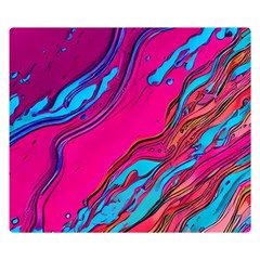 Colorful Abstract Fluid Art One Side Premium Plush Fleece Blanket (small)