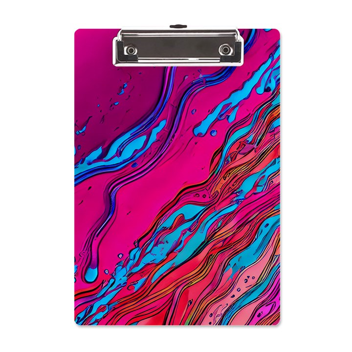 Colorful Abstract Fluid Art A5 Acrylic Clipboard