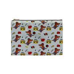 Background Pattern Texture Design Dog Music Cosmetic Bag (medium) by Wegoenart