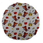 Background Pattern Texture Design Dog Music Large 18  Premium Round Cushions Front