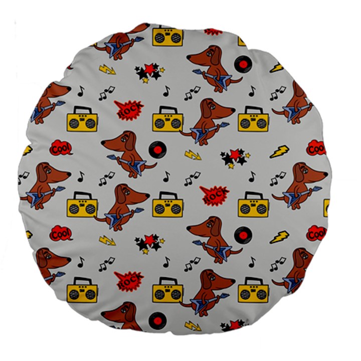 Background Pattern Texture Design Dog Music Large 18  Premium Round Cushions