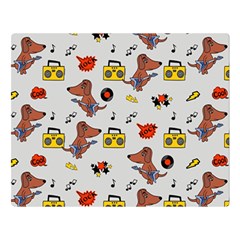 Background Pattern Texture Design Dog Music One Side Premium Plush Fleece Blanket (large) by Wegoenart