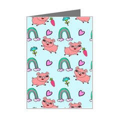 Pigs Pattern Art Design Drawing Sketch Wallpaper Mini Greeting Card by Wegoenart