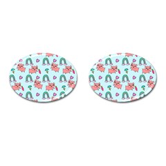 Pigs Pattern Art Design Drawing Sketch Wallpaper Cufflinks (Oval)