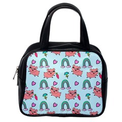 Pigs Pattern Art Design Drawing Sketch Wallpaper Classic Handbag (One Side)