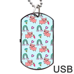 Pigs Pattern Art Design Drawing Sketch Wallpaper Dog Tag Usb Flash (one Side) by Wegoenart