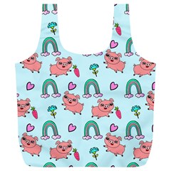 Pigs Pattern Art Design Drawing Sketch Wallpaper Full Print Recycle Bag (xl) by Wegoenart