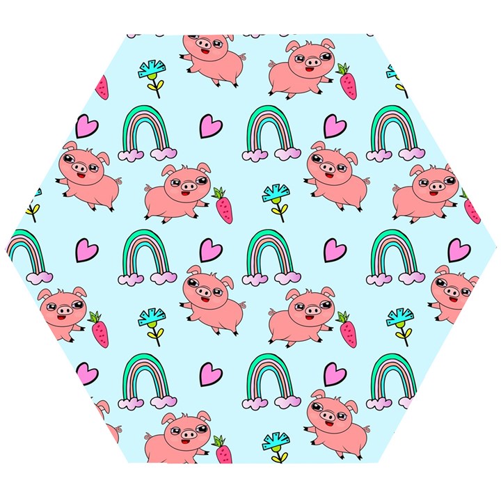 Pigs Pattern Art Design Drawing Sketch Wallpaper Wooden Puzzle Hexagon