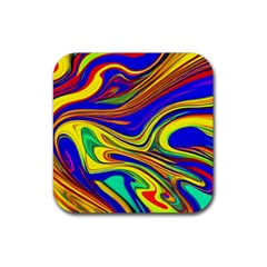 Contemporary Art Fluid Background Rubber Coaster (square) by GardenOfOphir