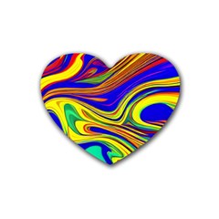 Contemporary Art Fluid Background Rubber Coaster (heart) by GardenOfOphir