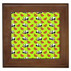 Watermelon Panda Background Wallpaper Framed Tile by Wegoenart