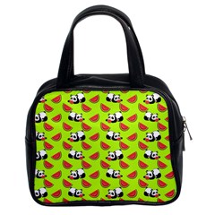 Watermelon Panda Background Wallpaper Classic Handbag (two Sides) by Wegoenart