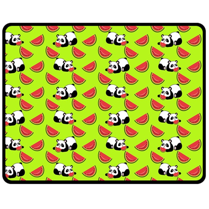 Watermelon Panda Background Wallpaper One Side Fleece Blanket (Medium)