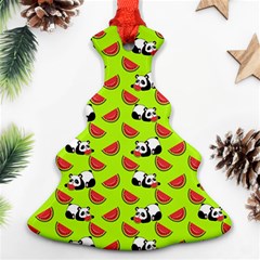 Watermelon Panda Background Wallpaper Christmas Tree Ornament (two Sides)