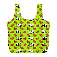 Watermelon Panda Background Wallpaper Full Print Recycle Bag (l) by Wegoenart