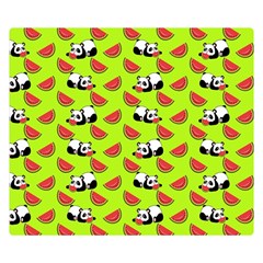 Watermelon Panda Background Wallpaper Premium Plush Fleece Blanket (small) by Wegoenart