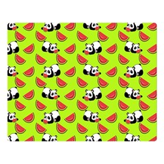 Watermelon Panda Background Wallpaper Premium Plush Fleece Blanket (large) by Wegoenart