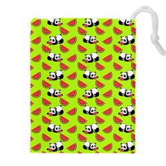 Watermelon Panda Background Wallpaper Drawstring Pouch (4xl) by Wegoenart