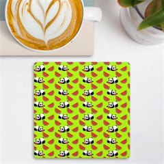 Watermelon Panda Background Wallpaper Uv Print Square Tile Coaster  by Wegoenart