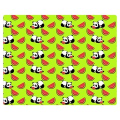 Watermelon Panda Background Wallpaper One Side Premium Plush Fleece Blanket (medium) by Wegoenart