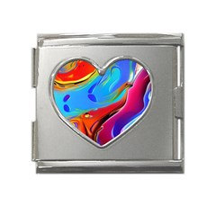 Abstract Fluid Art Mega Link Heart Italian Charm (18mm)