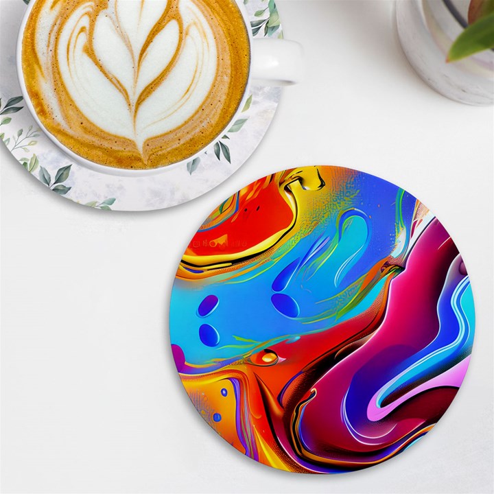 Abstract Fluid Art UV Print Round Tile Coaster