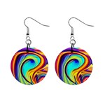 Fluid Art Pattern Mini Button Earrings Front