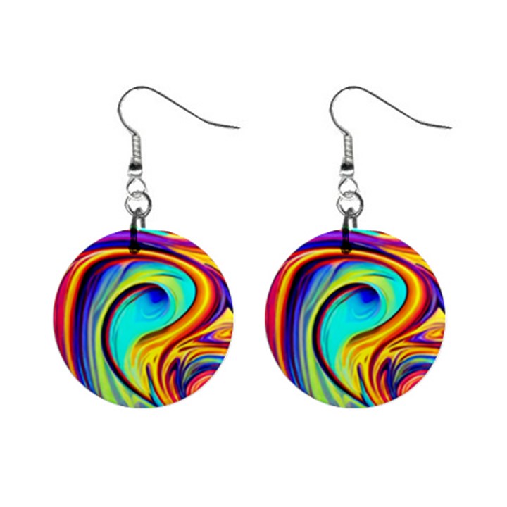 Fluid Art Pattern Mini Button Earrings