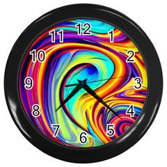 Fluid Art Pattern Wall Clock (black) by GardenOfOphir