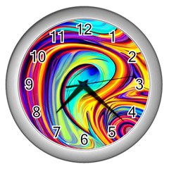 Fluid Art Pattern Wall Clock (silver) by GardenOfOphir