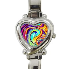 Fluid Art Pattern Heart Italian Charm Watch by GardenOfOphir