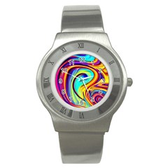 Fluid Art Pattern Stainless Steel Watch by GardenOfOphir