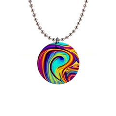 Fluid Art Pattern 1  Button Necklace by GardenOfOphir