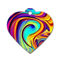 Fluid Art Pattern Dog Tag Heart (two Sides) by GardenOfOphir