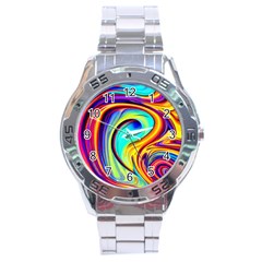 Fluid Art Pattern Stainless Steel Analogue Watch by GardenOfOphir