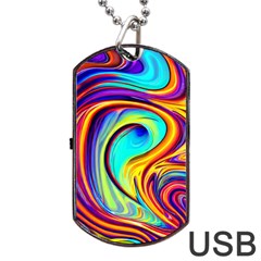 Fluid Art Pattern Dog Tag Usb Flash (one Side) by GardenOfOphir