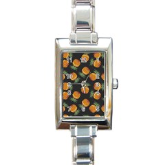 Pineapple Background Pineapple Pattern Rectangle Italian Charm Watch by Wegoenart