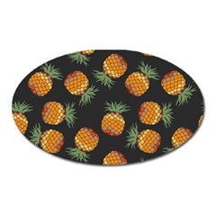 Pineapple Background Pineapple Pattern Oval Magnet by Wegoenart