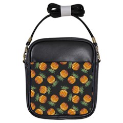 Pineapple Background Pineapple Pattern Girls Sling Bag by Wegoenart