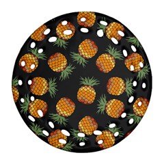 Pineapple Background Pineapple Pattern Ornament (round Filigree) by Wegoenart