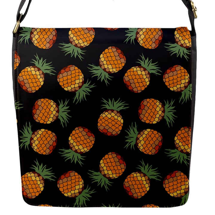 Pineapple Background Pineapple Pattern Flap Closure Messenger Bag (S)