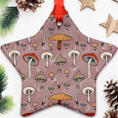 Mushrooms Autumn Fall Pattern Seamless Decorative Ornament (star)