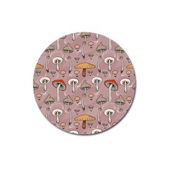 Mushrooms Autumn Fall Pattern Seamless Decorative Magnet 3  (round) by Wegoenart