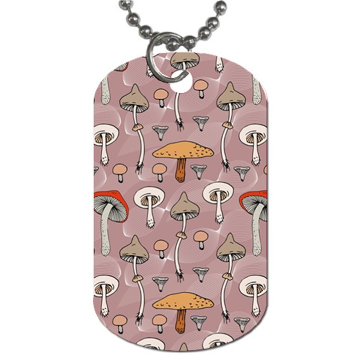 Mushrooms Autumn Fall Pattern Seamless Decorative Dog Tag (Two Sides)