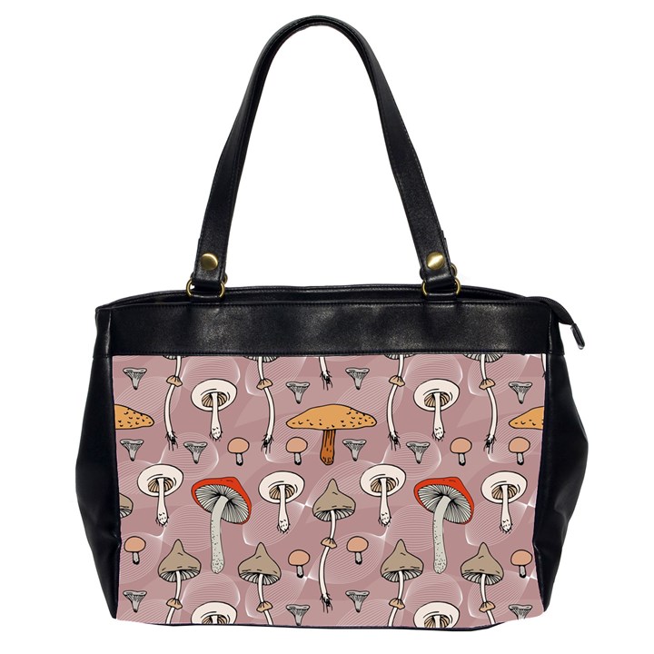 Mushrooms Autumn Fall Pattern Seamless Decorative Oversize Office Handbag (2 Sides)