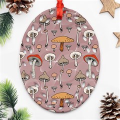 Mushrooms Autumn Fall Pattern Seamless Decorative Ornament (oval Filigree)