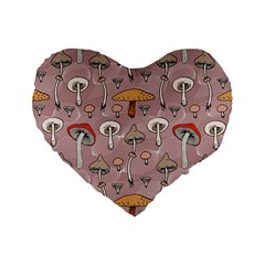 Mushrooms Autumn Fall Pattern Seamless Decorative Standard 16  Premium Heart Shape Cushions by Wegoenart