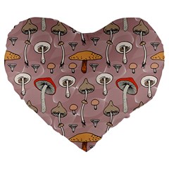 Mushrooms Autumn Fall Pattern Seamless Decorative Large 19  Premium Heart Shape Cushions by Wegoenart