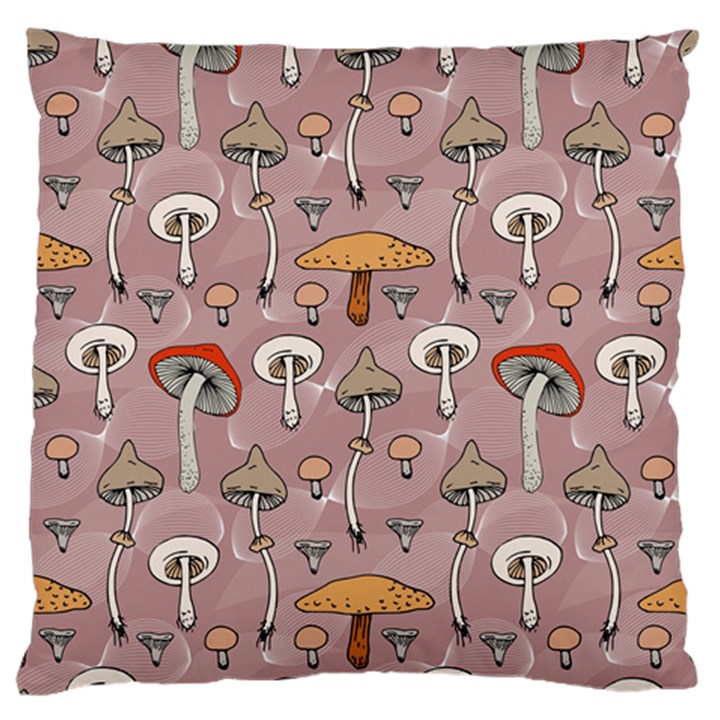 Mushrooms Autumn Fall Pattern Seamless Decorative Standard Premium Plush Fleece Cushion Case (One Side)