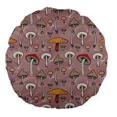 Mushrooms Autumn Fall Pattern Seamless Decorative Large 18  Premium Flano Round Cushions by Wegoenart